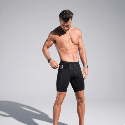 IgniteWear AeroFlex 6-pocket running shorts for men in blue - front view
Men's compression running shorts with side pockets - IgniteWear blue
IgniteWear trail running shorts with built-in brief and UPF 50 protection